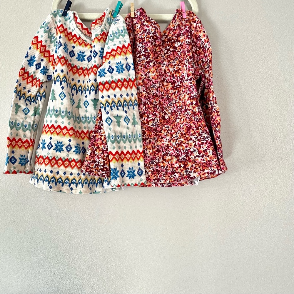 Old Navy Long Sleeve Thermal Tops.  Floral and Faire Isle prints